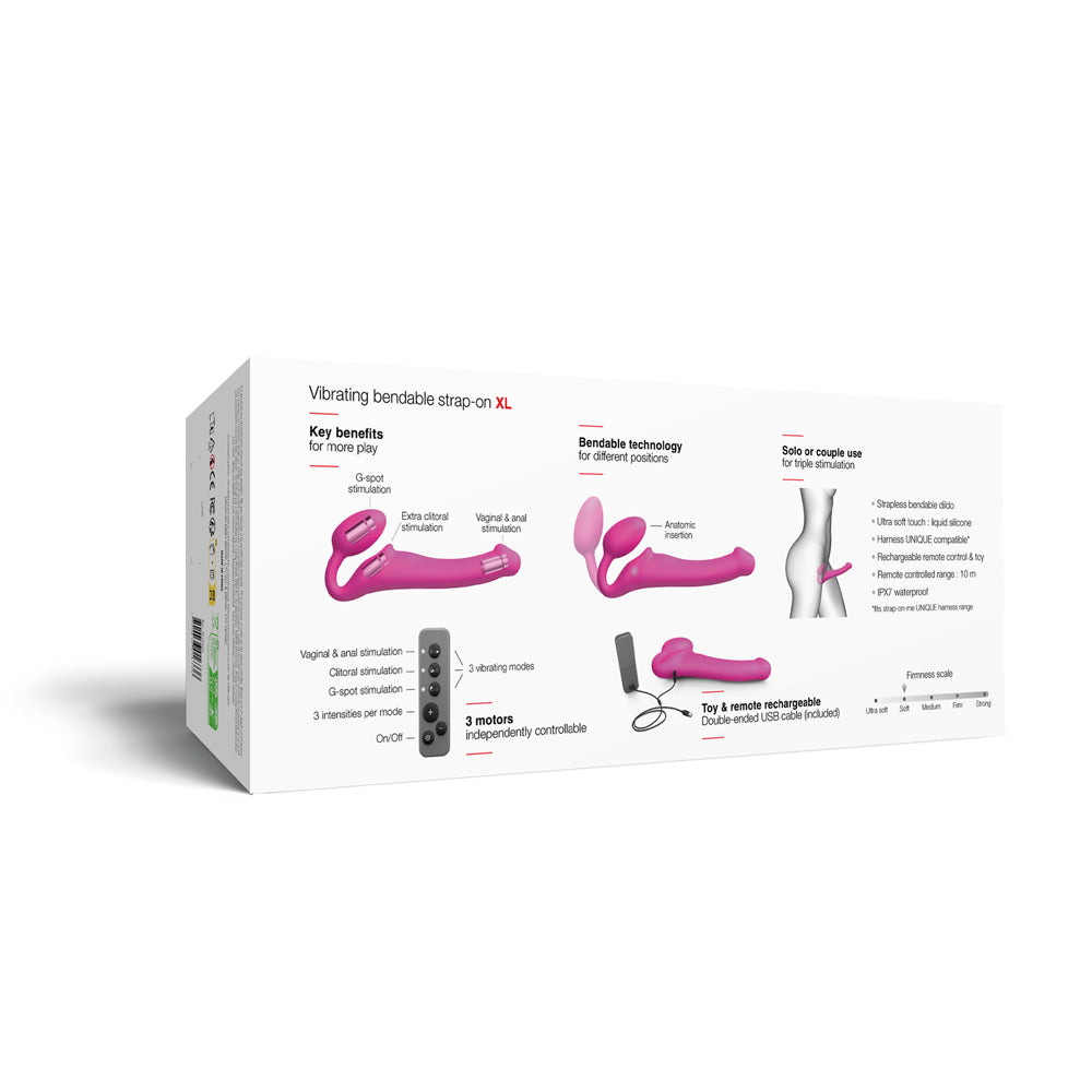 Strap-On-Me Vibrating Bendable Strapless Strap-On Fuchsia XLarge