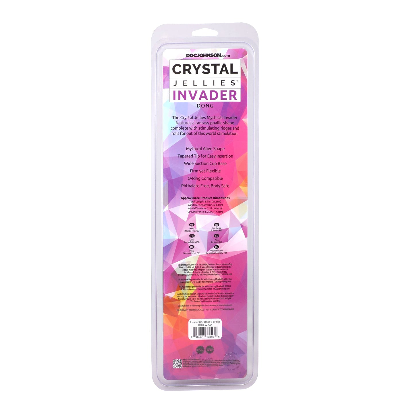Crystal Jellies Invader 8.5 in. Dildo Purple