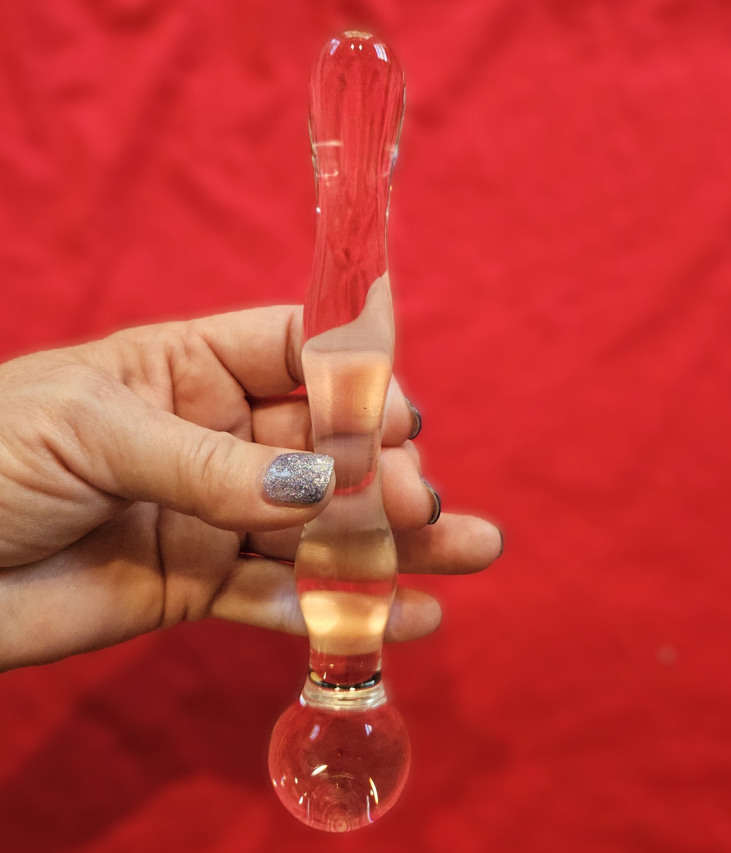 Glass Narrow Straight Bumpy Wand