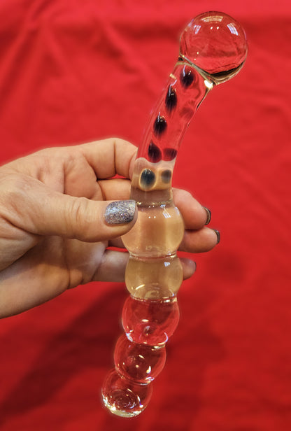 Large Glass Curved Bumpy Wand