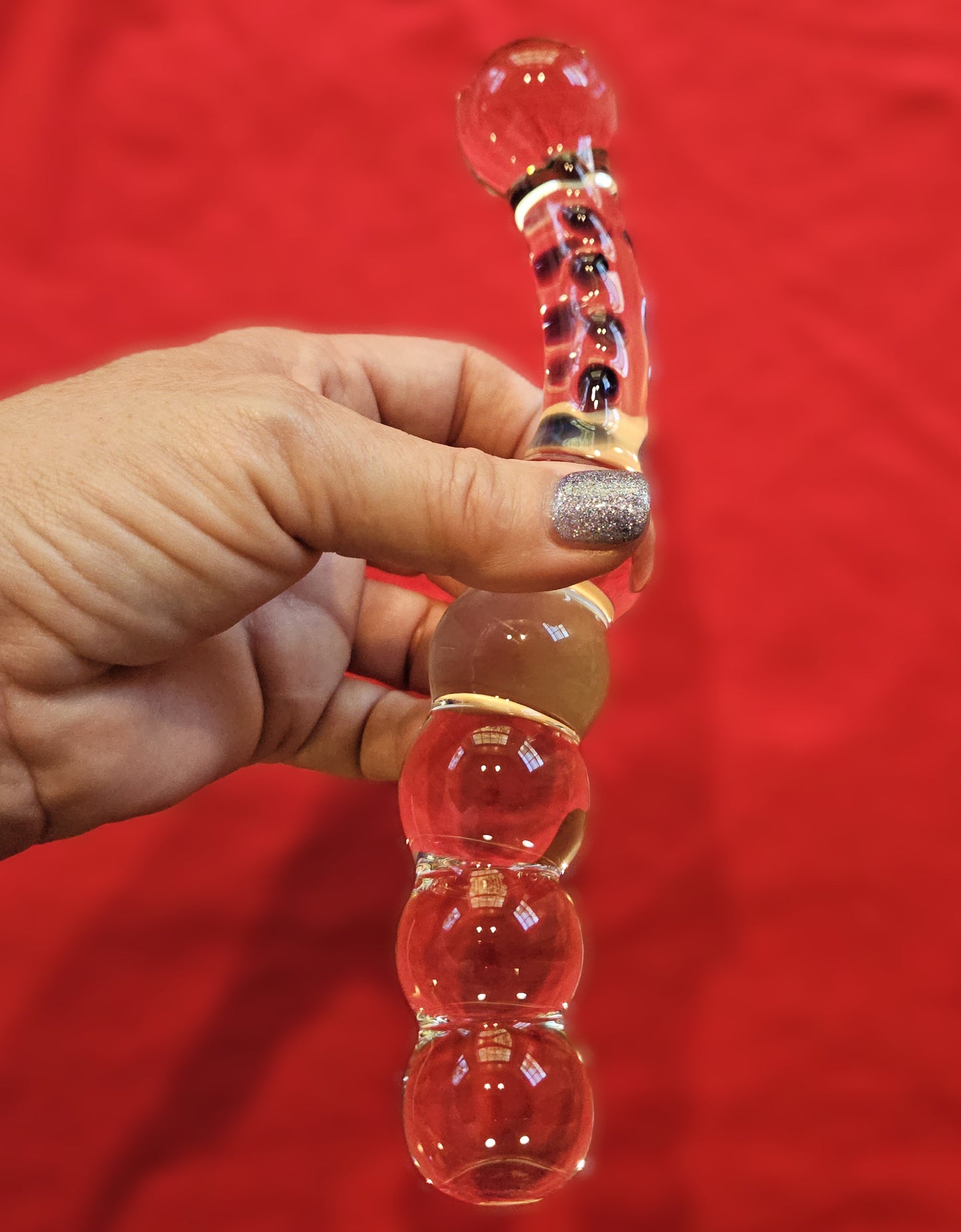 Large Glass Curved Bumpy Wand