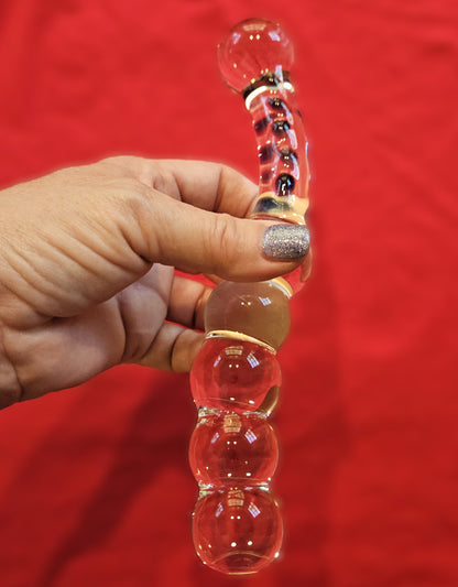 Large Glass Curved Bumpy Wand