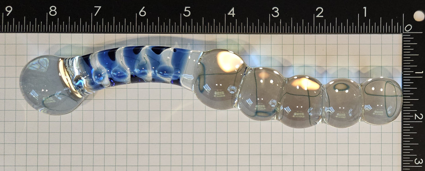 Large Glass Curved Bumpy Wand