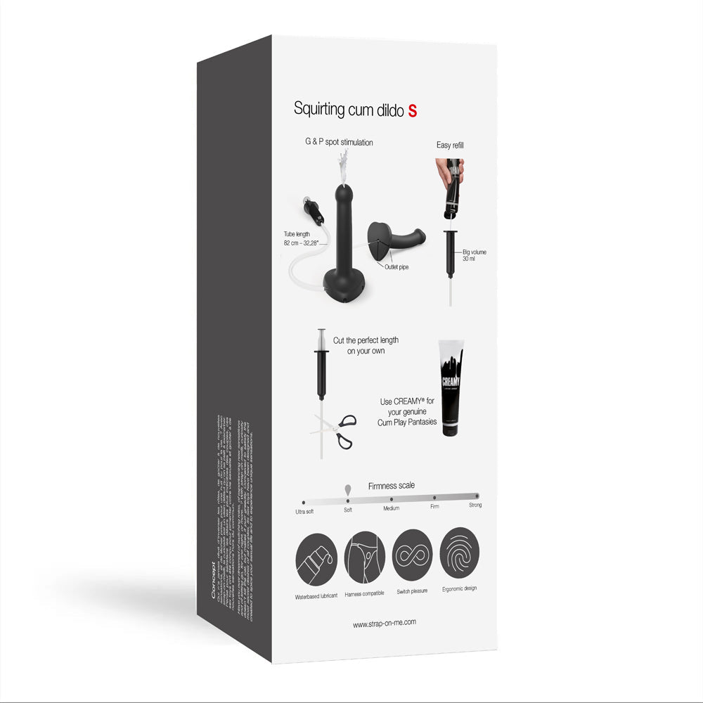 Strap-On-Me Squirting Cum Dildo Black Small (fluid not included)
