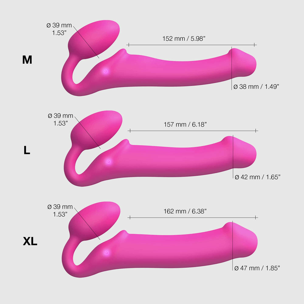 Strap-On-Me Vibrating Bendable Strapless Strap-On Fuchsia Medium
