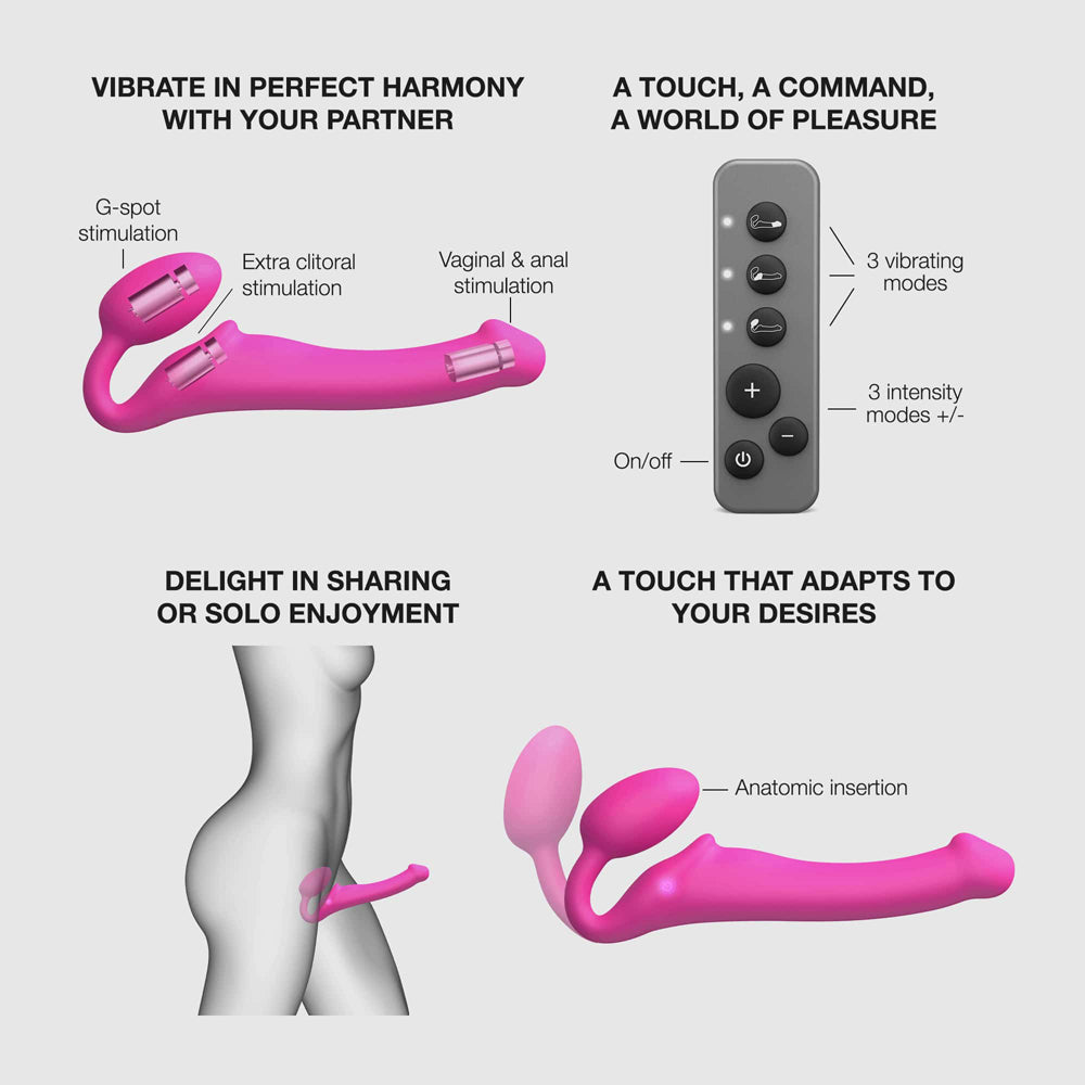 Strap-On-Me Vibrating Bendable Strapless Strap-On Fuchsia XLarge