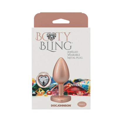 Booty Bling Heart Diamond Jeweled Metal Plug Gold Small