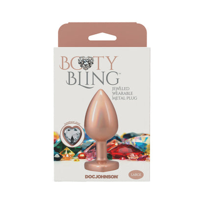 Booty Bling Heart Diamond Jeweled Metal Plug Gold Large