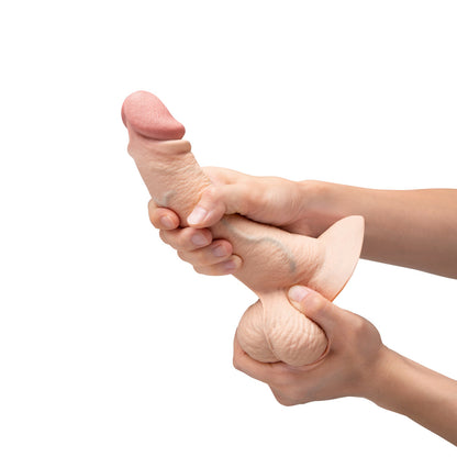 b-Vibe Slipskin Realistic Silicone Dildo 8 in. Curved Cream