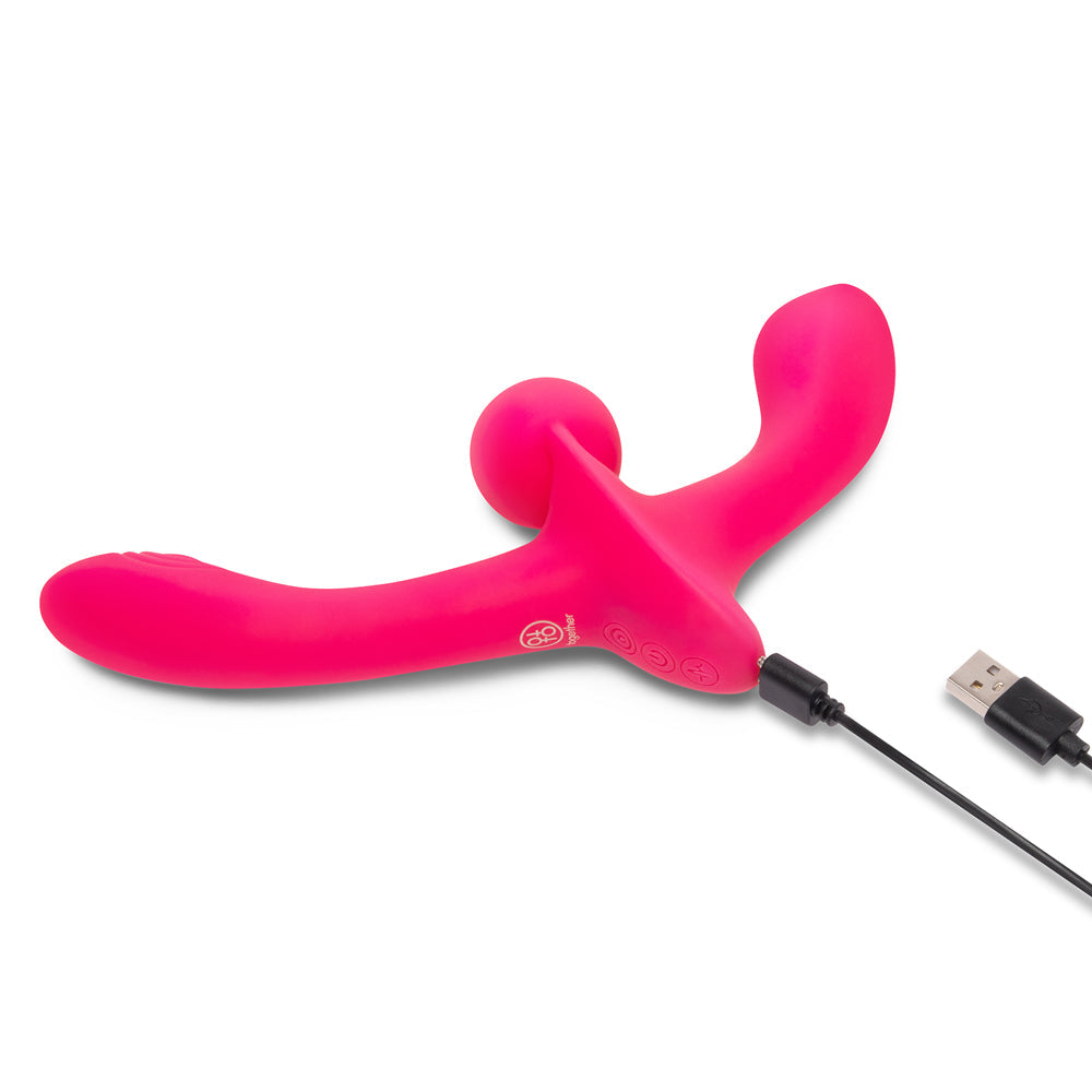 Together Double Tap Dual-Ended Vibrating Strapless Strap-on